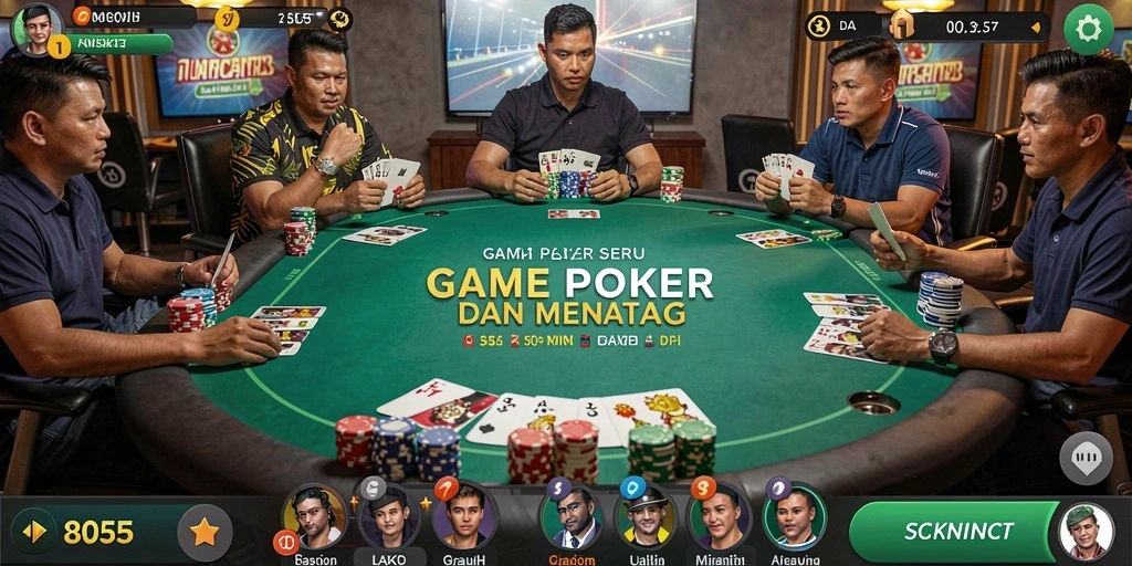 Screenshot gameplay menarik dari aplikasi Poker 8055.