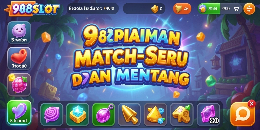 Tampilan aksi seru dalam 988SLOT yang menampilkan gameplay Match-3.