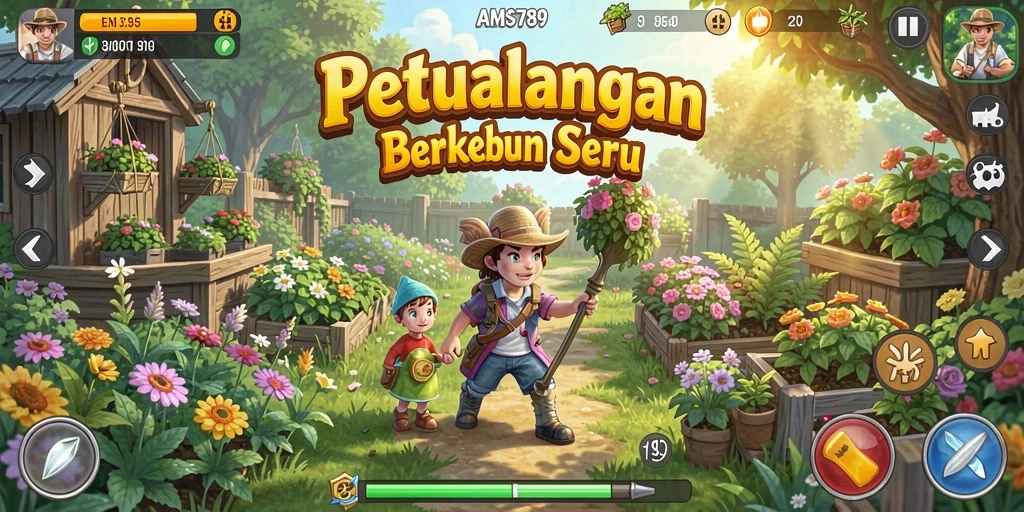 Tangkapan layar AMS789 menunjukkan keindahan ladang yang subur dan aktivitas bertani.