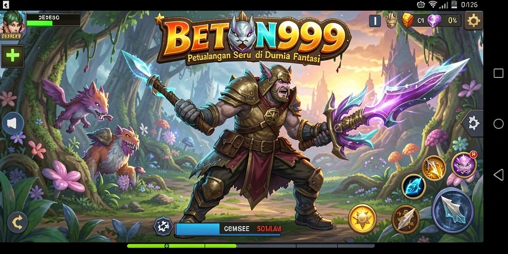 Tangkapan layar gameplay BETON999 yang menunjukkan petualangan epik dalam dunia fantasi.