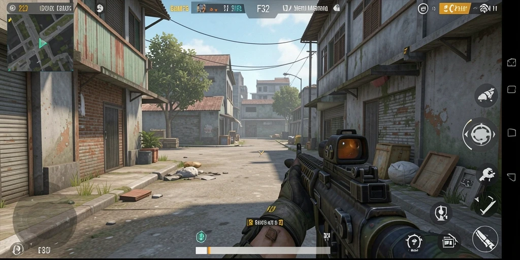 Gameplay F32 menampilkan pertempuran seru dalam suasana menegangkan.