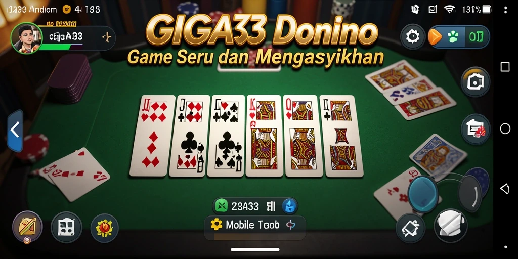 Tampilan gameplay menarik dari GIGA33 pada permainan domino.