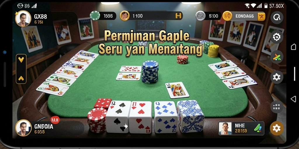 Tampilan gameplay Gaple yang menarik dan interaktif.