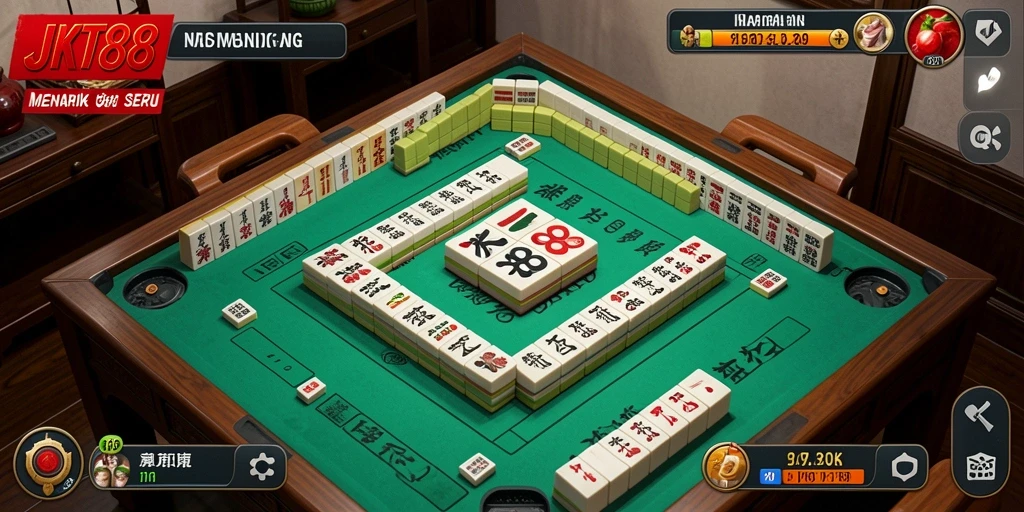 Screenshot utama JKT88 menampilkan gameplay menarik Mahjong.