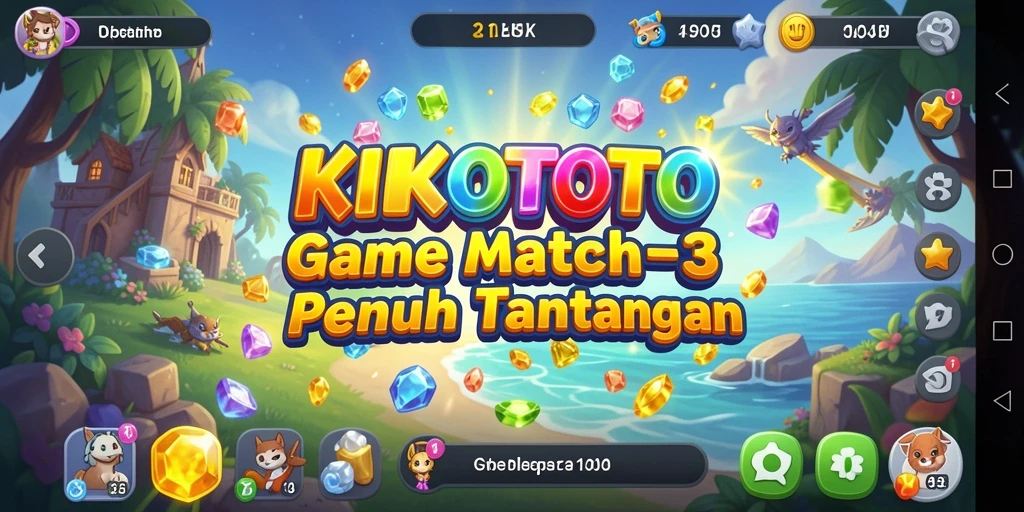 Tampilan gameplay KIKOTOTO dengan level Match-3 yang menarik.