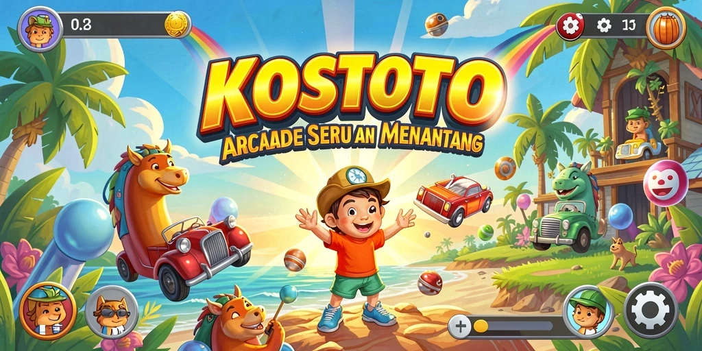 Tangkapan layar KOSTOTO menampilkan gameplay yang menegangkan dan penuh warna.