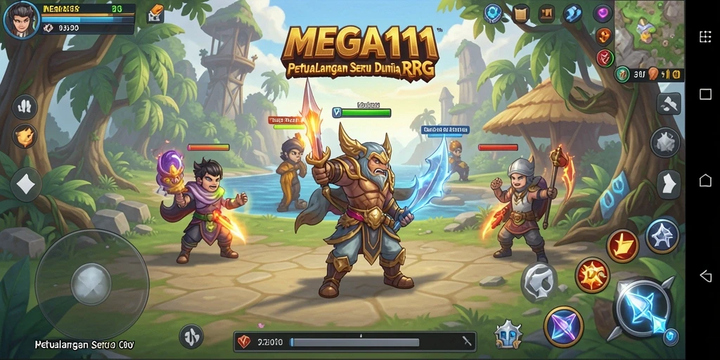 Tampilan screenshot <strong>MEGA111</strong> menampilkan aksi pertempuran RPG yang seru.