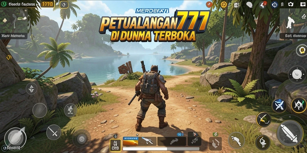 Tampilan gameplay MERDEKA777 dalam dunia Open World yang luas.