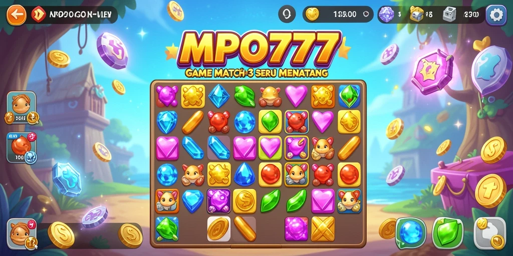 Screenshot gameplay MPO777 yang menampilkan aksi Match-3 yang seru.
