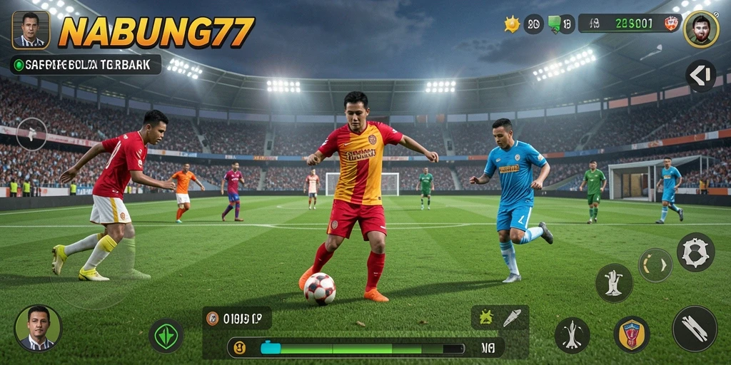 Tampilan gameplay NABUNG77 menampilkan aksi sepak bola yang mendebarkan.