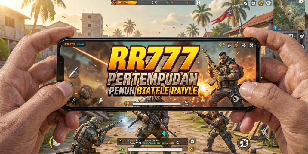 Tangkapan layar gameplay seru dari RR777 dalam pertempuran Battle Royale.