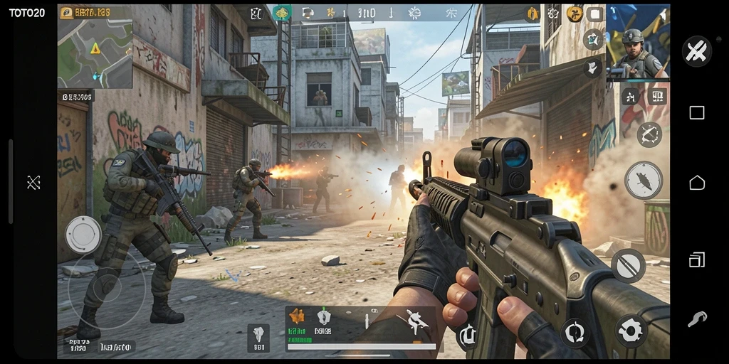 Screenshot gameplay TOTO20 menampilkan aksi pertarungan yang mendebarkan.