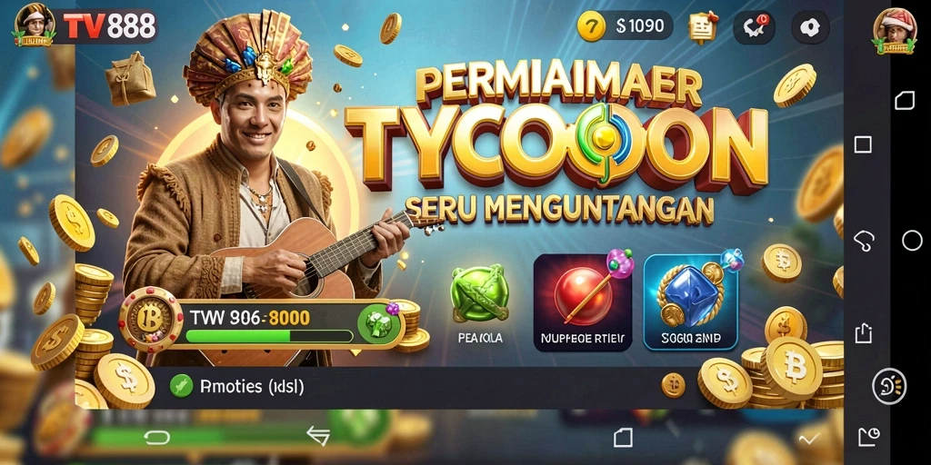 Screenshot menunjukkan aksi seru dalam gameplay Tycoon TV888.