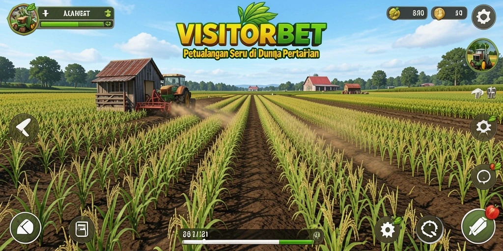 Tampilan gameplay seru di VISITORBET dengan aktivitas pertanian.