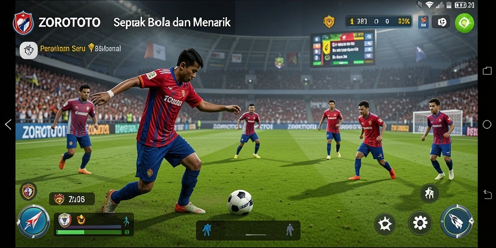 Screenshot gameplay ZOROTOTO dengan aksi seru di lapangan.